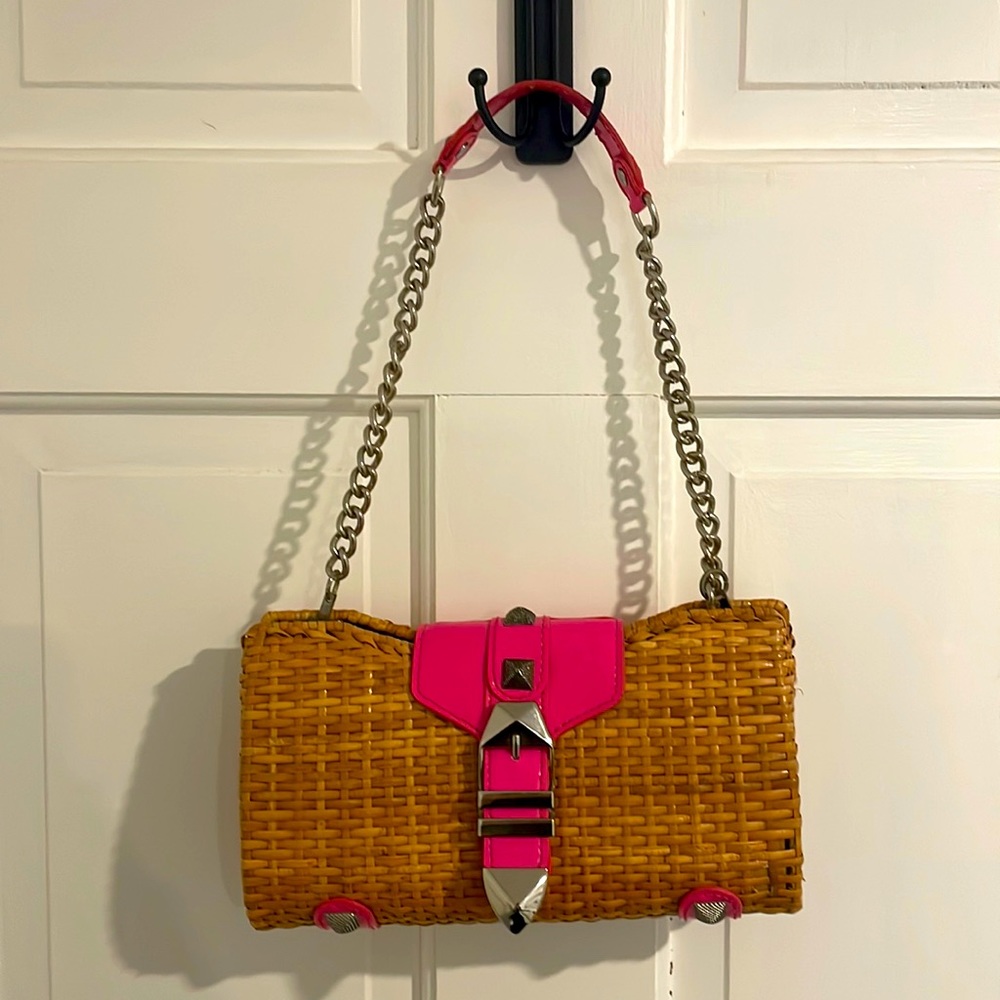 Neon Pink/Straw Rebecca Minkoff Convertible Clutch